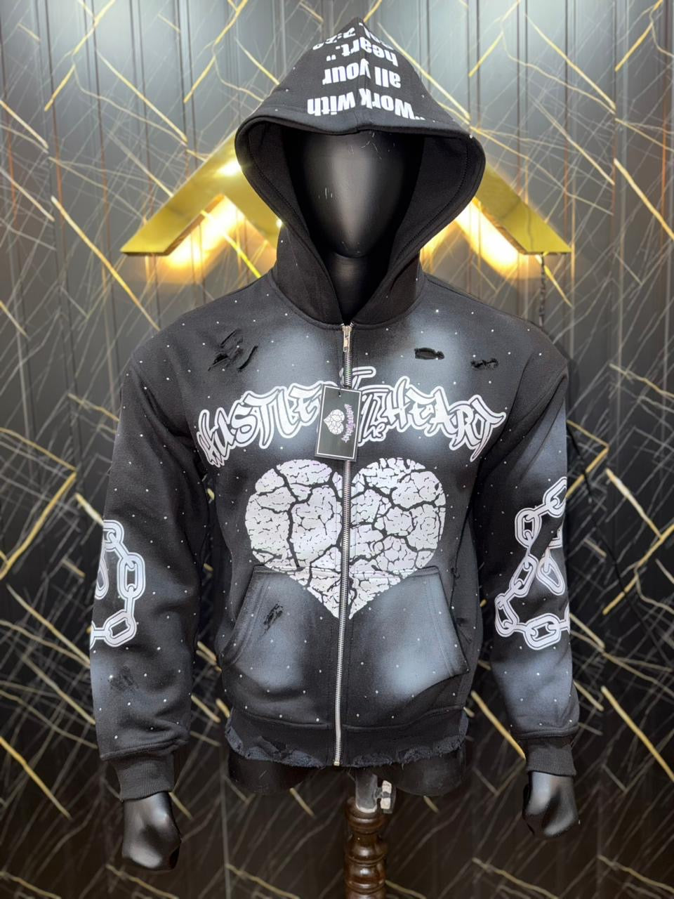 Rhinestone distressed hoodie