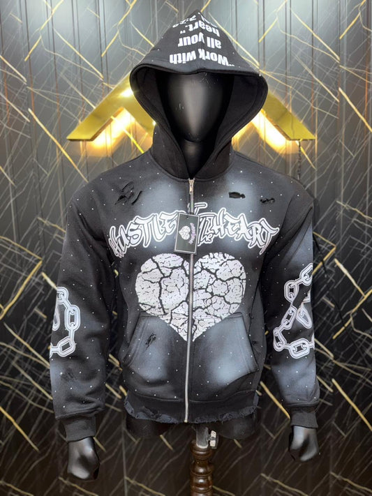 Rhinestone distressed hoodie